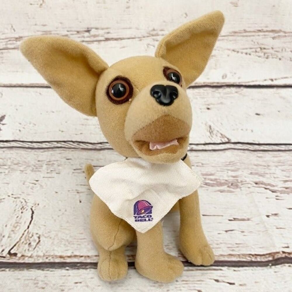 TACO BELL Chihuahua Dog Plush White Bandana Vintage Advertising Mascot